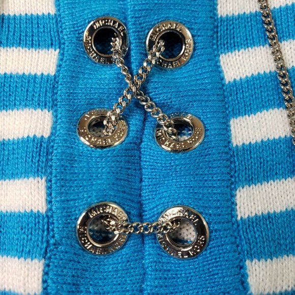 Michael Kors Womens Striped Long Sleeve Sweater Chain & Eyelet Detail Size M - Picture 4 of 12